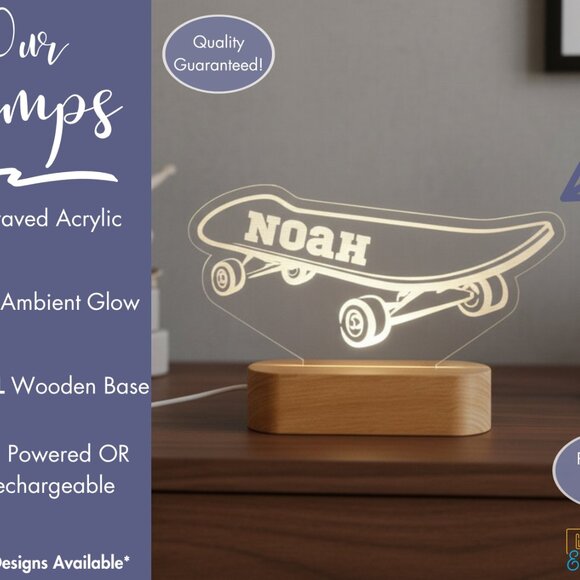 Custom Skateboarding LED Name Sign | Personalized Room Decor for Skaters - Picture 3 of 8